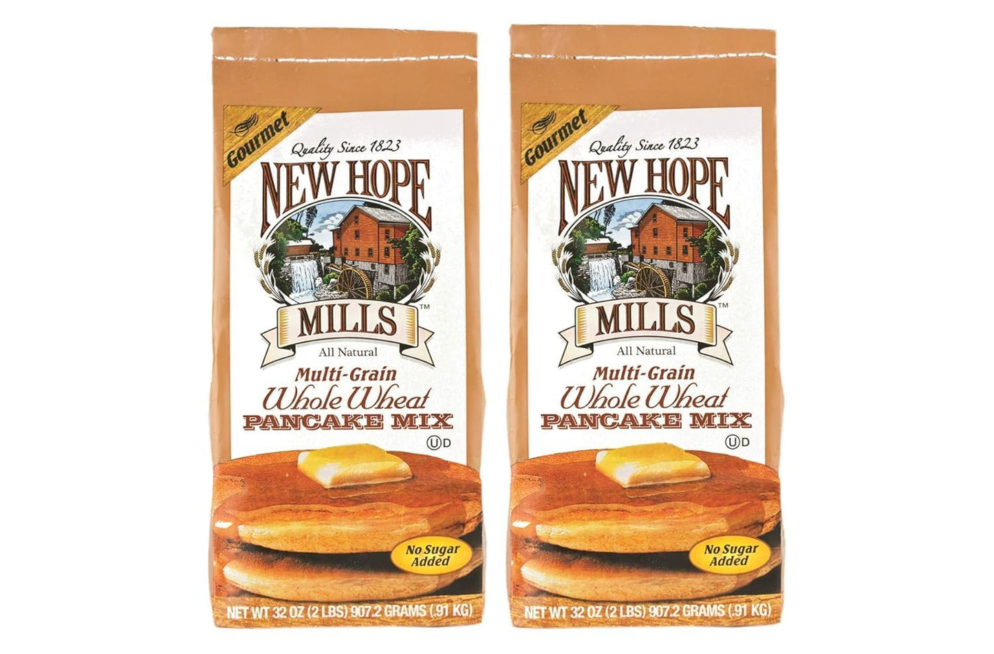 Multigrain Whole Wheat Pancake Mix By New Hope Mills - Sugar-Free & Fiber-Rich - Delicious Breakfast Solution For Health-Conscious Foodies - 32 Oz (2)