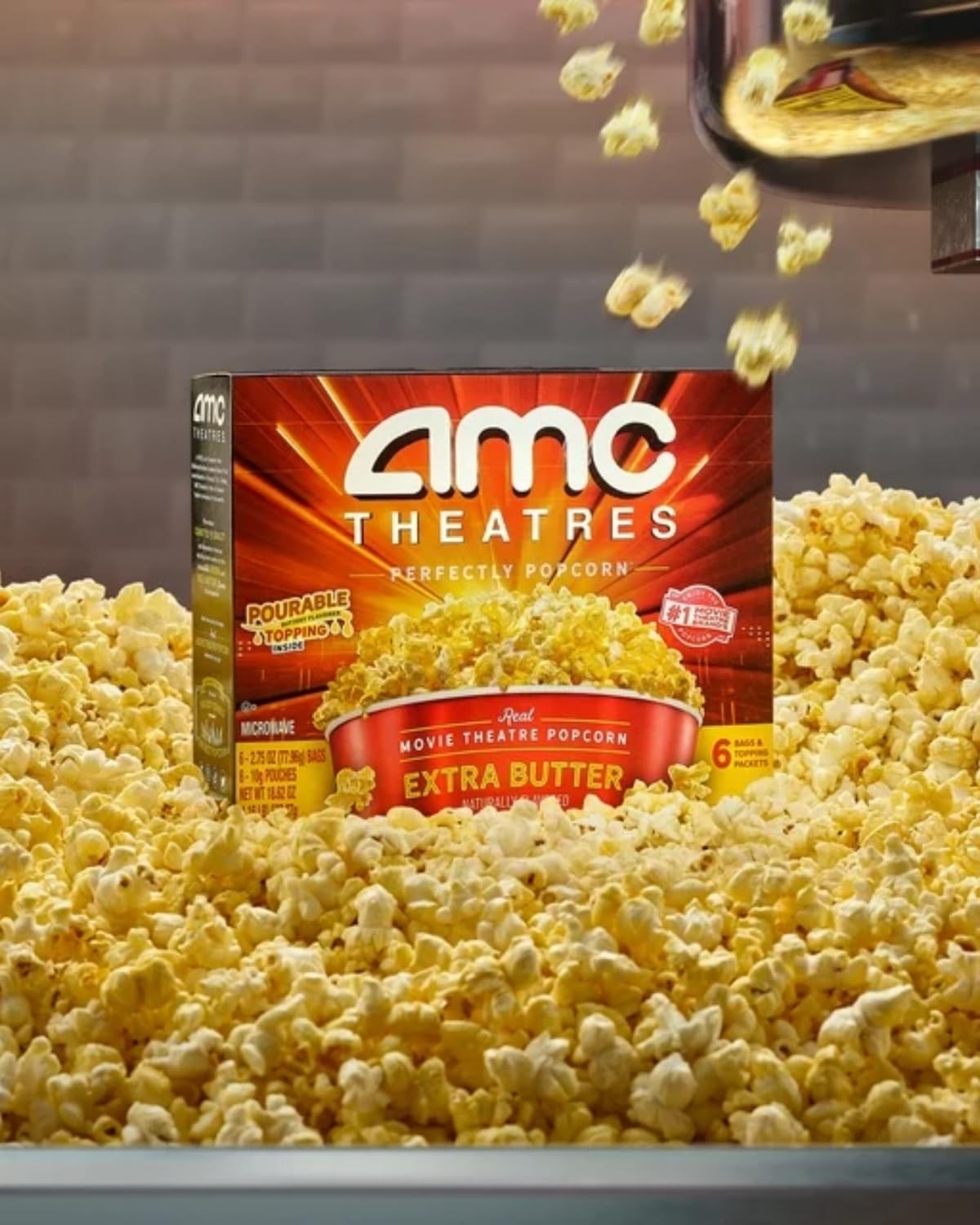 Zwivo AMC Popcorn Microwave Popcorn Gift Set - Extra Butter Flavor, 16.5 Ounce, Includes 2 Bags & Sticker