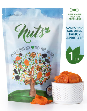 NUTS U.S. - California Sun Dried Fancy Apricots | Juicy and Tangy Flavor | No Sugar or Color Added | Gluten Free and NON-GMO | A