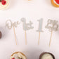 24Pack First Birthday Cupcake Topper - Glitter Silver One Cupcake Picks,1St Birthday Cupcake Decorations Supplies (Silver)