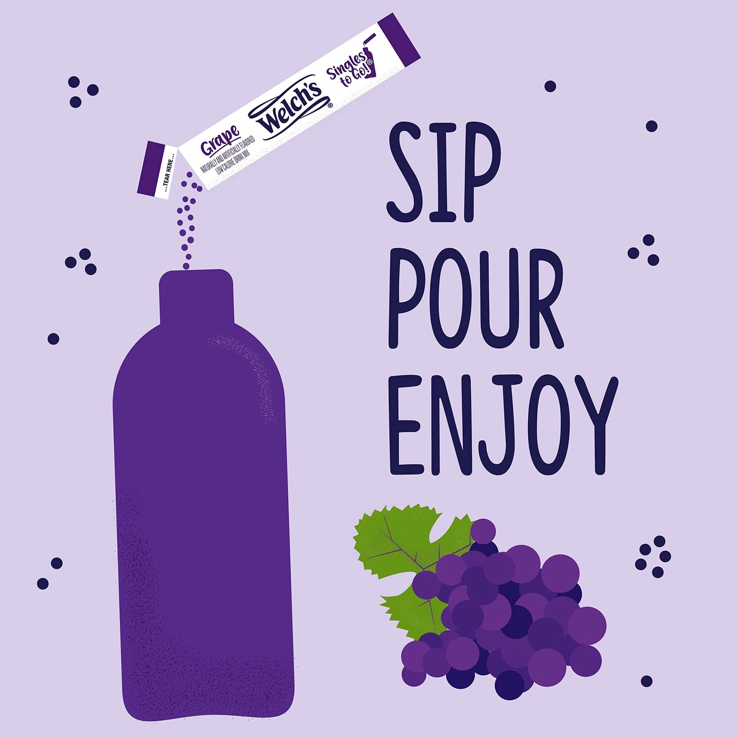 Welchs Singles To Go Water Drink Mix - Grape Powder Stick Packets (12 Boxes with 6 Packets Each - 72 Total Servings)