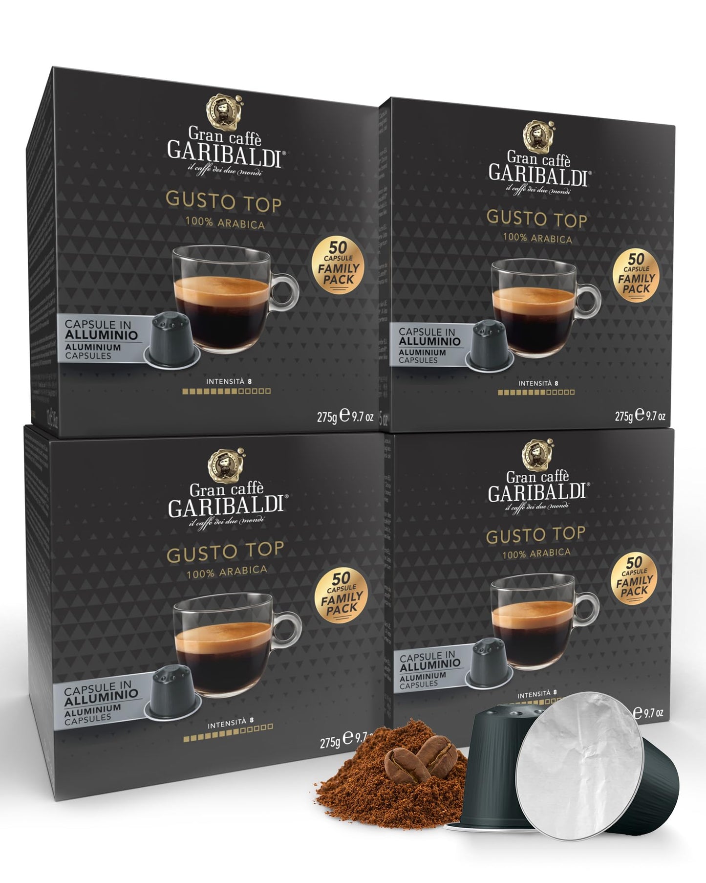 Caffè Garibaldi Espresso Pods, 100% Arabica, Compatible with Nespresso Original, 200 Count, Aluminum, Cocoa Aroma