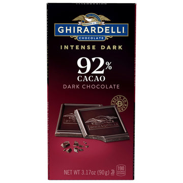Ghirardelli Intense Dark Chocolate Bar, 92% Cacao, 3.17 Oz Bar (Pack Of 12)