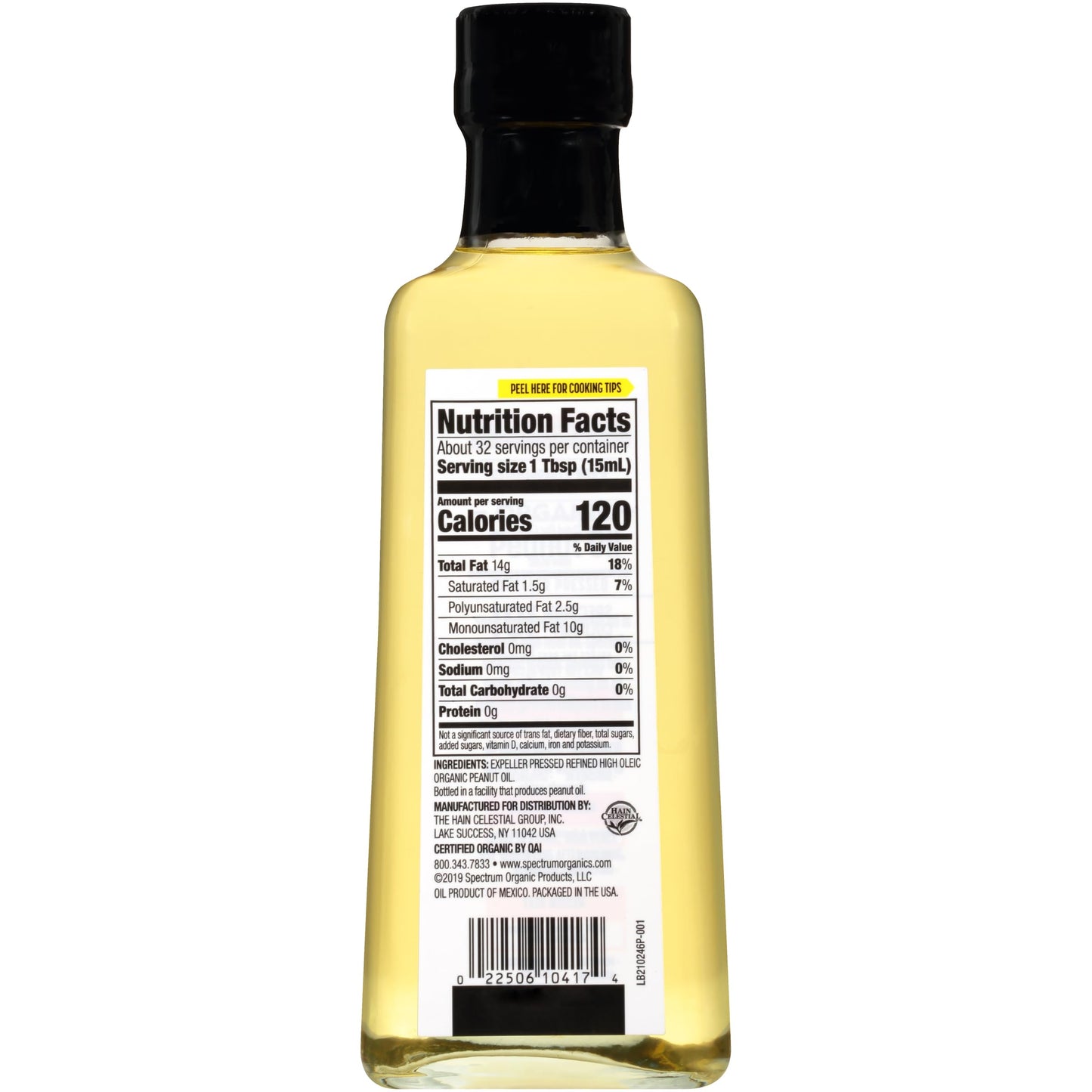 Spectrum Culinary Organic Peanut Oil, Refined, 16 oz (Pack of 12)