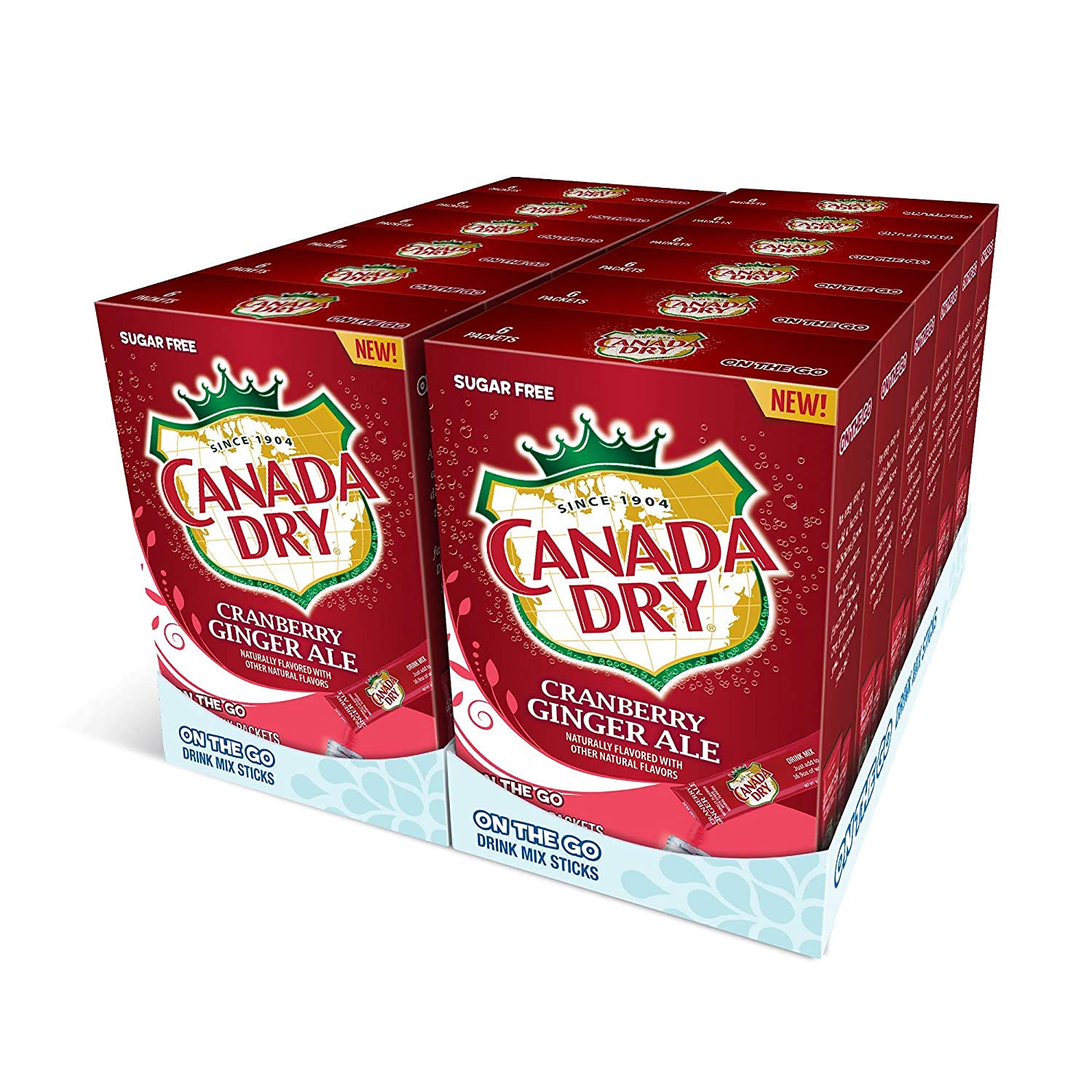 Juicy Mixes Canada Dry Powder Drink Mix - Sugar Free Cranberry Ginger Ale - 72 Sticks