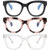Zxyoo Oversized Reading Glasses For Women,3 Pack Blue Light Blocking Computer Spring Hinge Readers 125