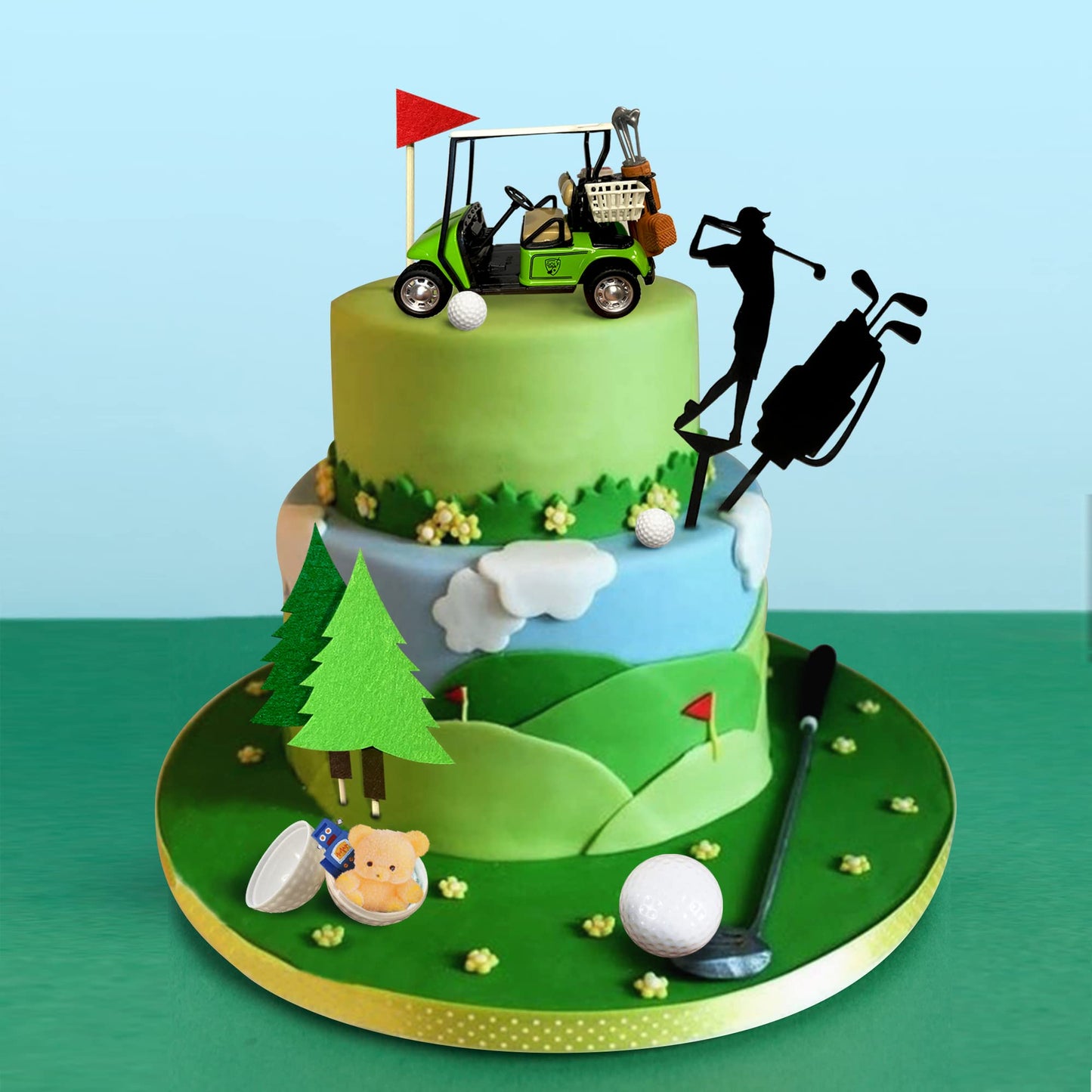 Golf Cake Decorations Heading For The Green Cake Topper Birthday Decorations For Golfers With Cart Flag Golf Ball For Men Sport