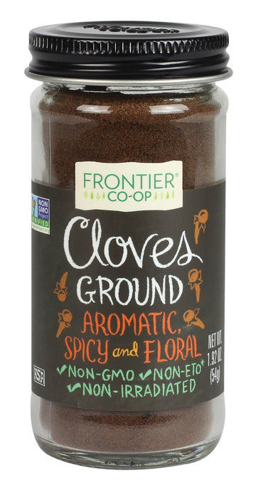 Frontier Co-Op Ground Cloves, 1.92 Ounce Jar, Pure Ground Cloves, Kosher, Pungent Warm Aroma, Bittersweet & Spicy, Non Eto