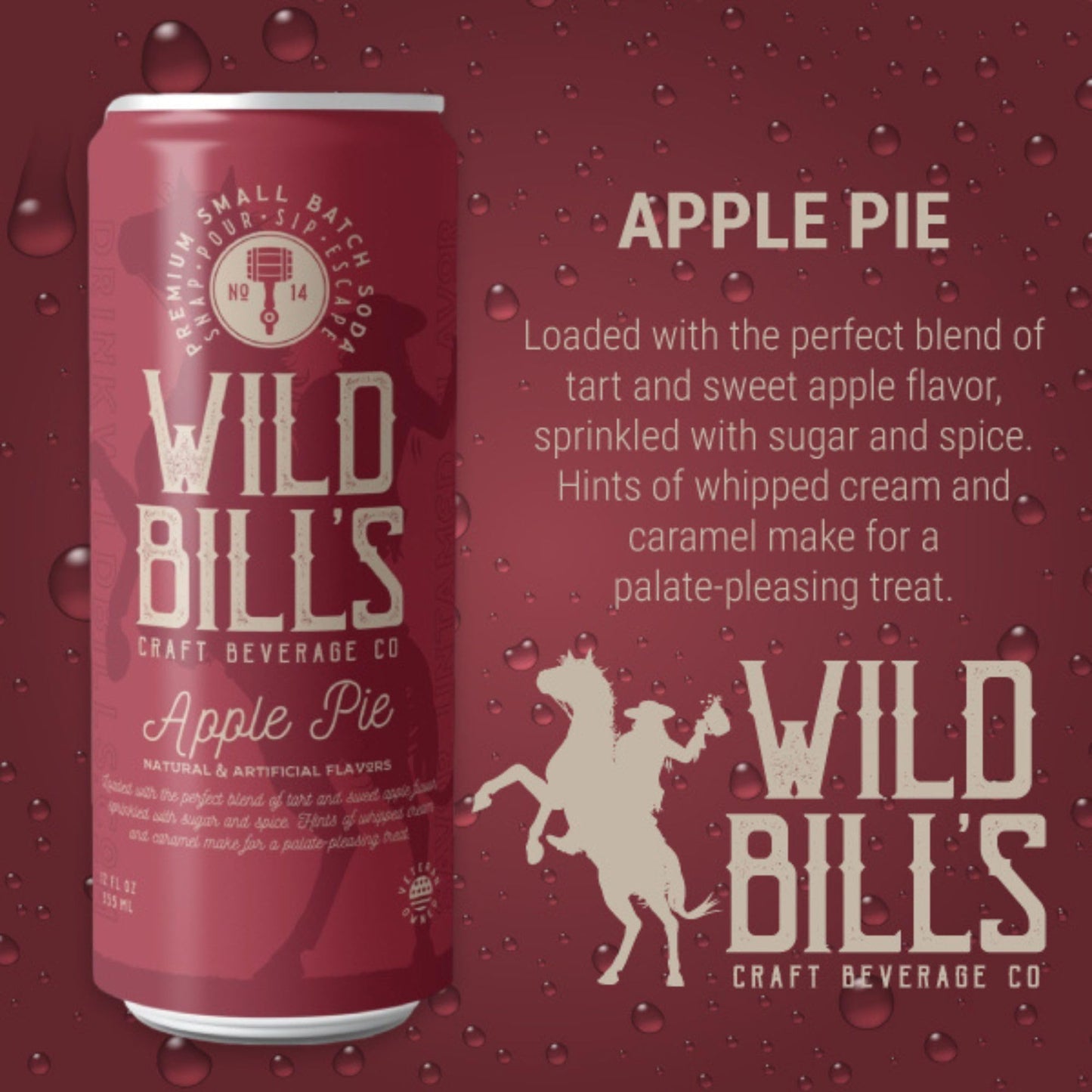 Wild Bills Apple Pie Soda - Classic Craft Soda, Caffeine Free, Vegan, 12 Fl Oz (Pack of 12)