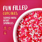 Heart Sprinkles Valentines Edible Sprinkle Mix 7 Ounces Red Pink White Heart Shapes Jimmies Perfect For Cake Decorations Baking