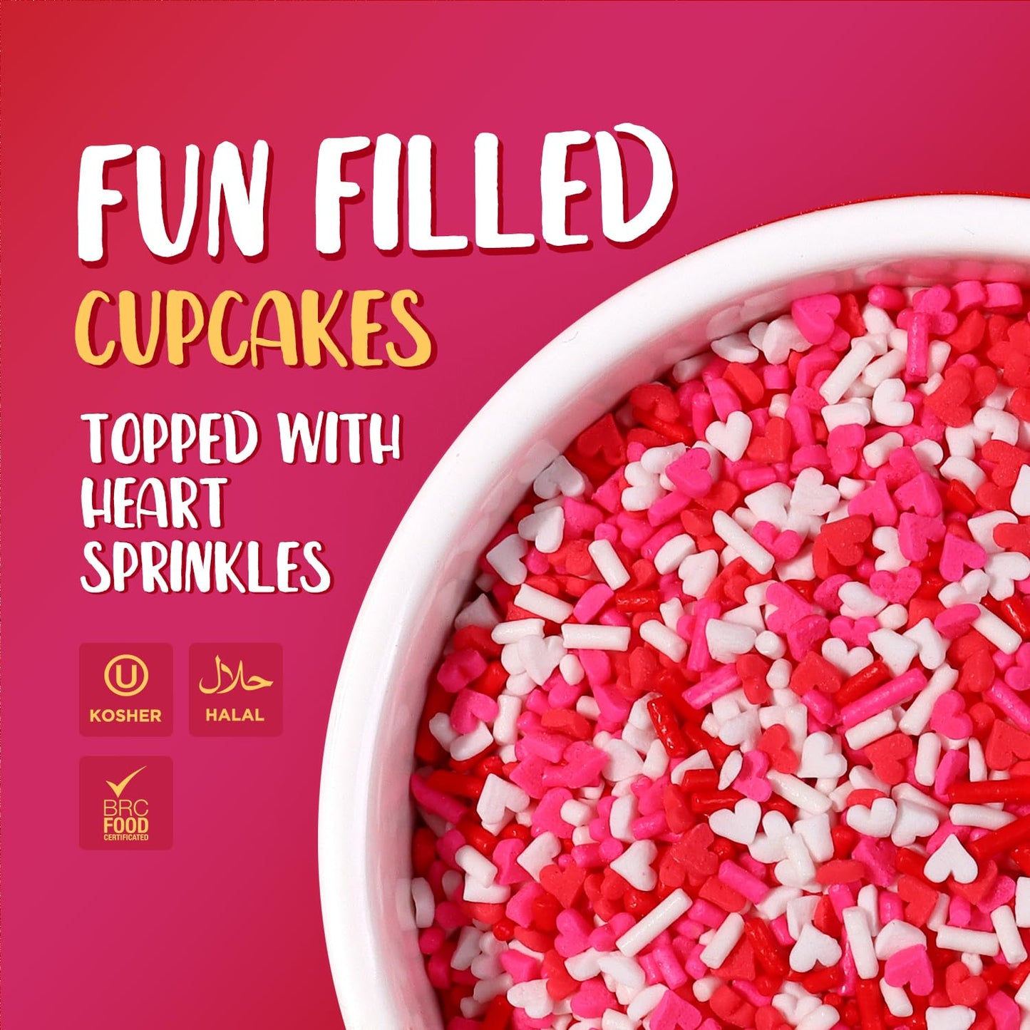 Heart Sprinkles Valentines Edible Sprinkle Mix 7 Ounces Red Pink White Heart Shapes Jimmies Perfect For Cake Decorations Baking