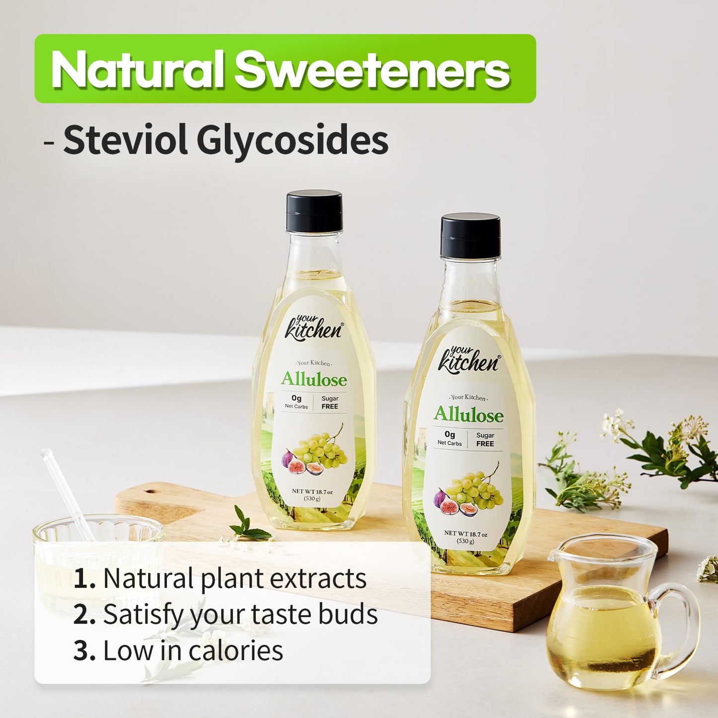 Your Kitchen Allulose Syrup, Zero Calorie Sweetener, 18.7 Fl Oz, Keto Friendly, Vegan, Non-GMO, Liquid Sweetener