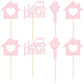 Gyufise Cupcake Toppers - 24 Pack Glitter Housewarming Picks, Light Pink, Paper