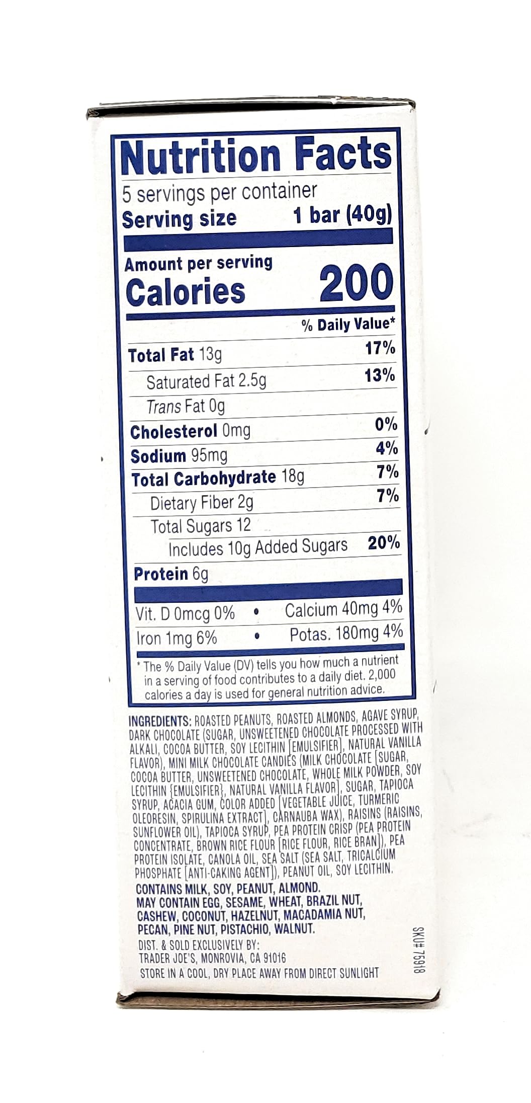 Generic Trader Joes Rainbows End Trail Mix Bars 5-1.41 Bars, 7.05oz/200g (Pack of 1)