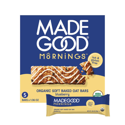 MadeGood Morning Blueberry Bars, 5ct/4.25oz, Organic Snacks