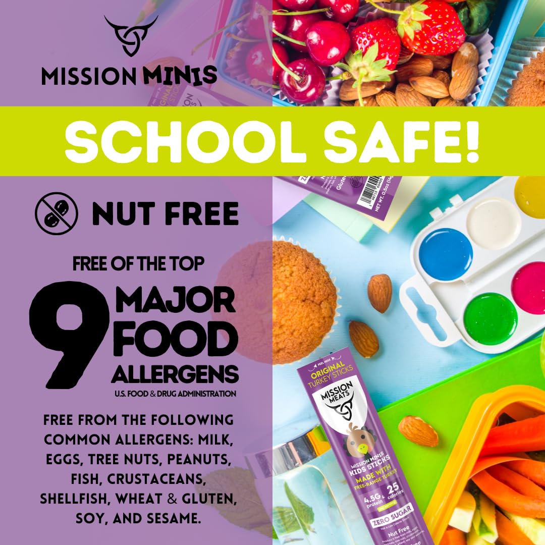 Mission Meats Kids Turkey Sticks - 100% Free Range, Healthy Snacks For Kids And Toddlers, Gluten & Nut Free, 0.5Oz, 24 Count (Pa