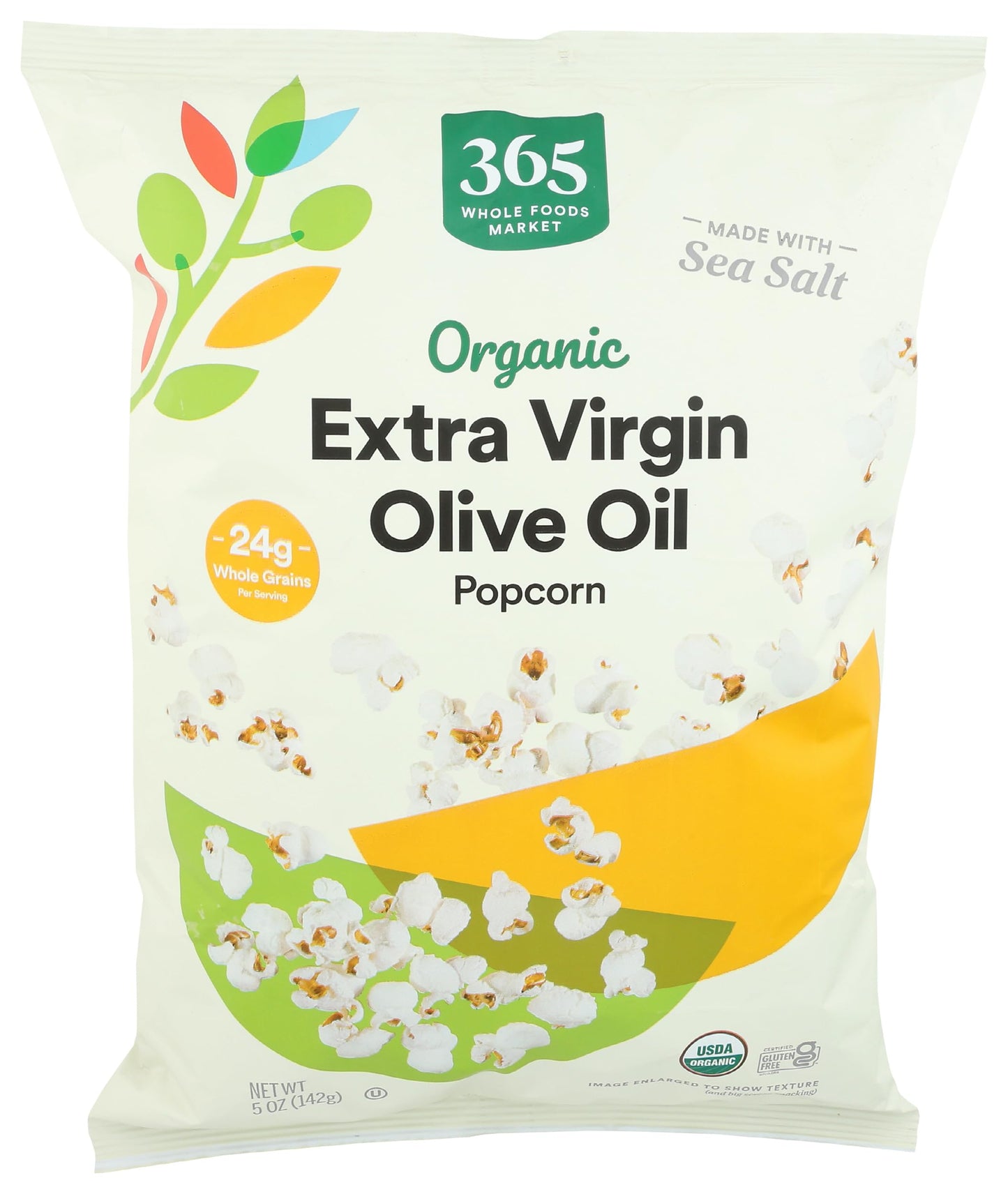 365 by Whole Foods Market Organic Extra Virgin Olive Oil Popcorn, 5 OZ - Sea Salt Flavor, Snack Size