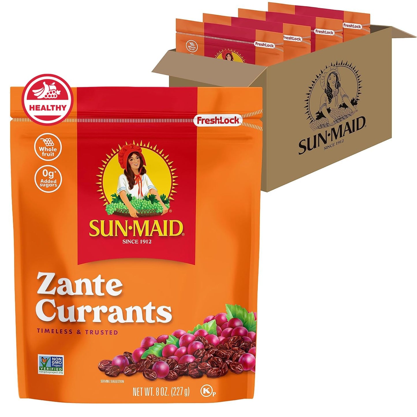 Sun-Maid California Sun-Dried Zante Currants - (4 Pack) 8 oz Resealable Bag - Dried Fruit for Healthy Snacks and School Lunches
