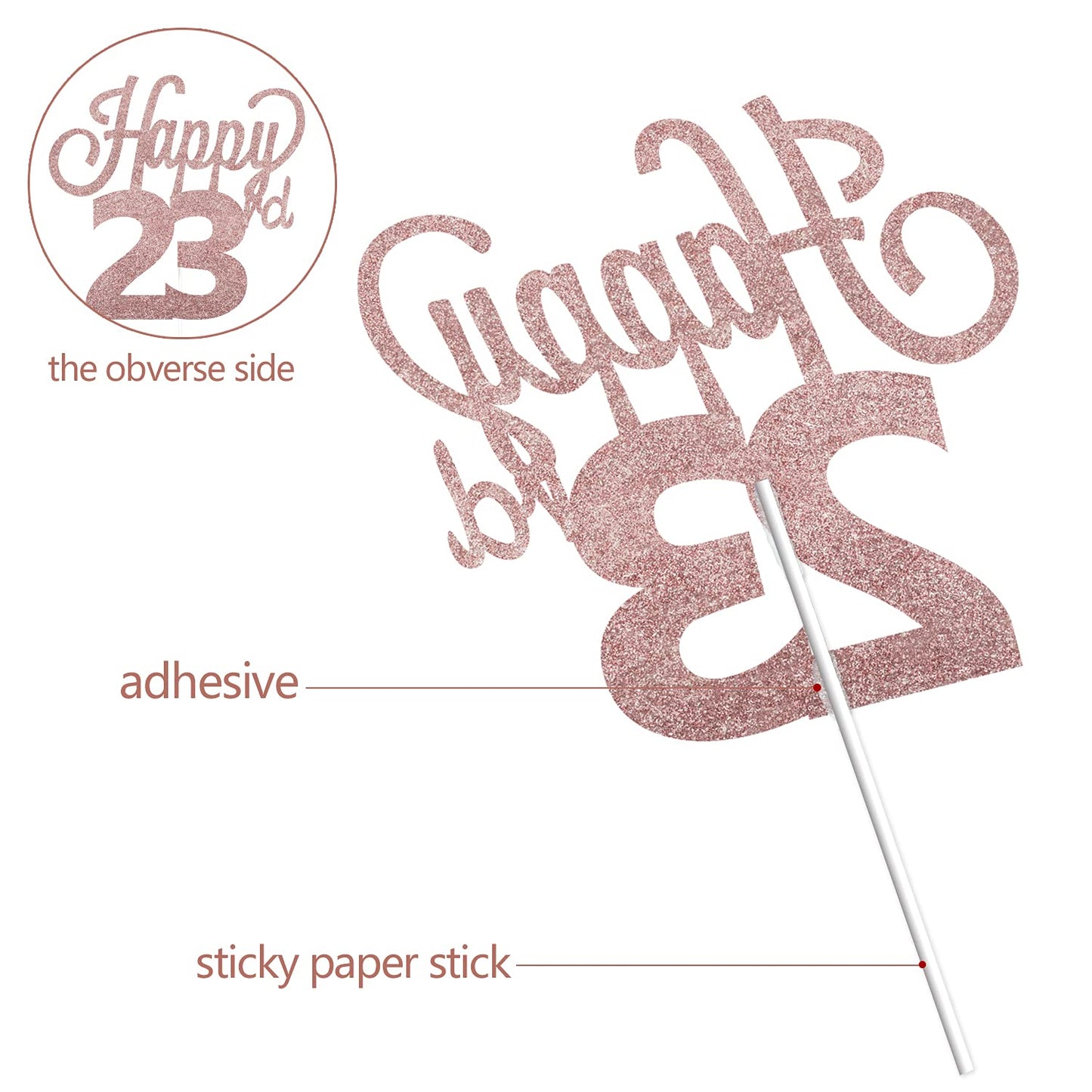 Lingteer Happy 23Rd Birthday Cake Topper - Cheers To 23Rd Birthday 23 Years Old Birthday Party Cake Decorations Sign.
