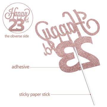 Lingteer Happy 23Rd Birthday Cake Topper - Cheers To 23Rd Birthday 23 Years Old Birthday Party Cake Decorations Sign.