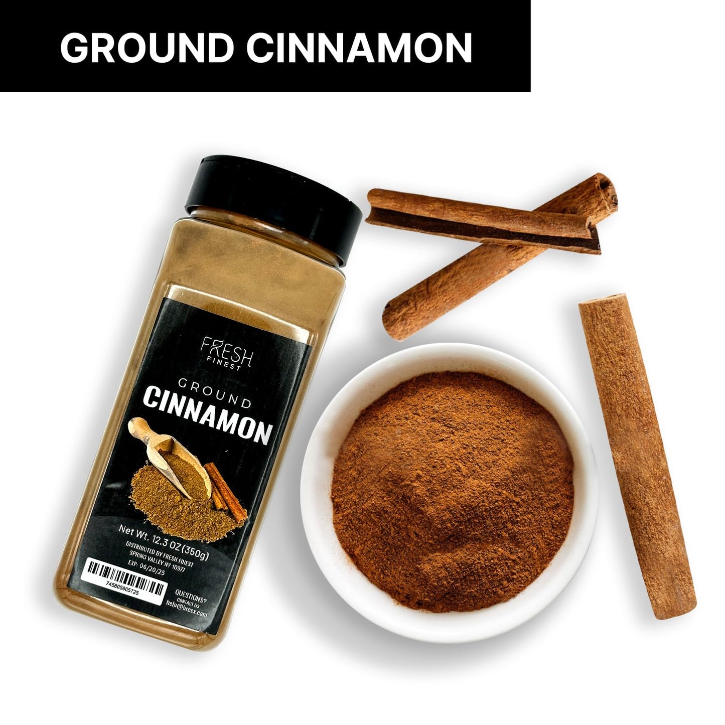 Fresh Finest Ground Cinnamon - Premium Quality Spice - 12.3oz (350G) - Aromatic Flavor for Culinary Use