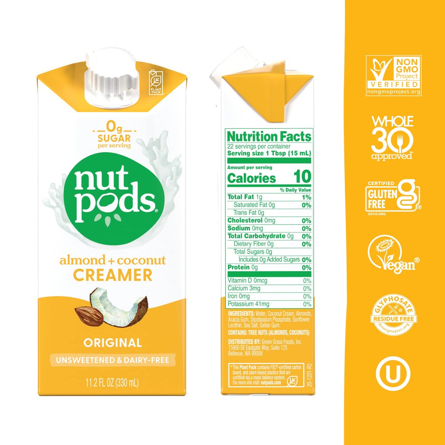 nutpods Original Coffee Creamer - Unsweetened Non Dairy Creamer Made from Almonds and Coconuts - Keto Creamer, Whole30, Gluten F