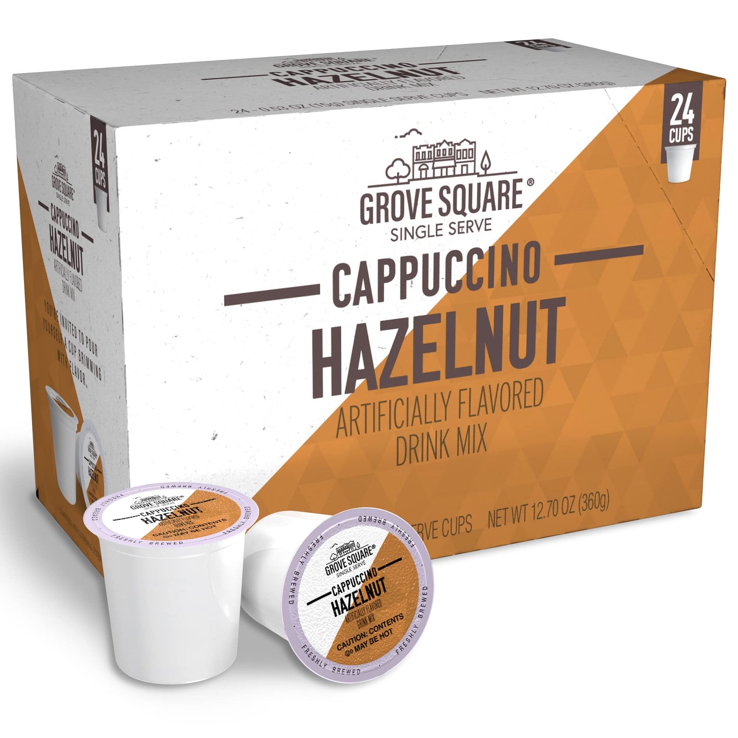 Grove Square Coffee Cappuccino, Hazelnut - 24 Single Serve Cups, Model 12G102F4652