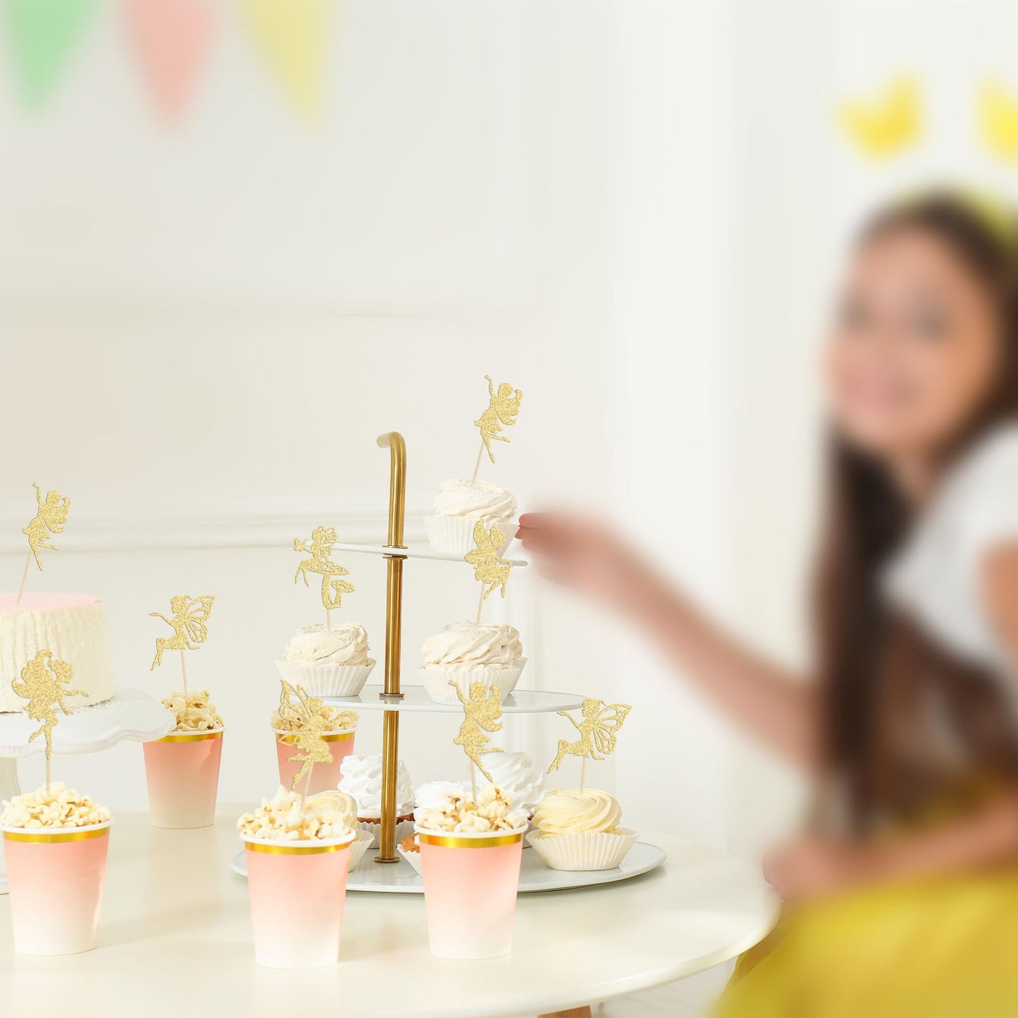 Gyufise 24Pcs Fairy Cupcake Toppers Glitter Ballet Dancer Flower Angel Fairy Cupcake Picks Decoration For Wedding Bridal Shower