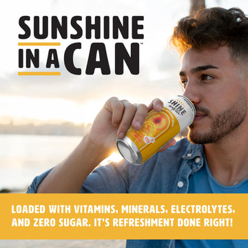 ShineWater Vitamin D Electrolyte Drink - Sugar-Free Peach Mango Flavor, 16 Fl Oz (Pack of 12)