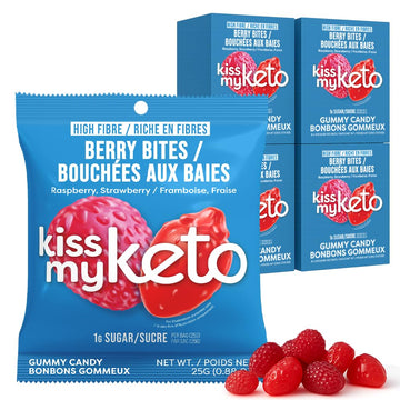 Kiss My Keto Gummies Candy - Low Carb Candy Berry Bites, Keto Snack Pack - Healthy CandyGummys - VeganCandy, Keto Gummy Candy - 