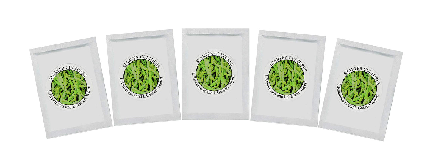 Natural Probiotic Selection Yogurt Starter Cultures - Pack of 5 Freeze-Dried Sachets for Lactobacillus Rhamnosus and L.Gasseri Y
