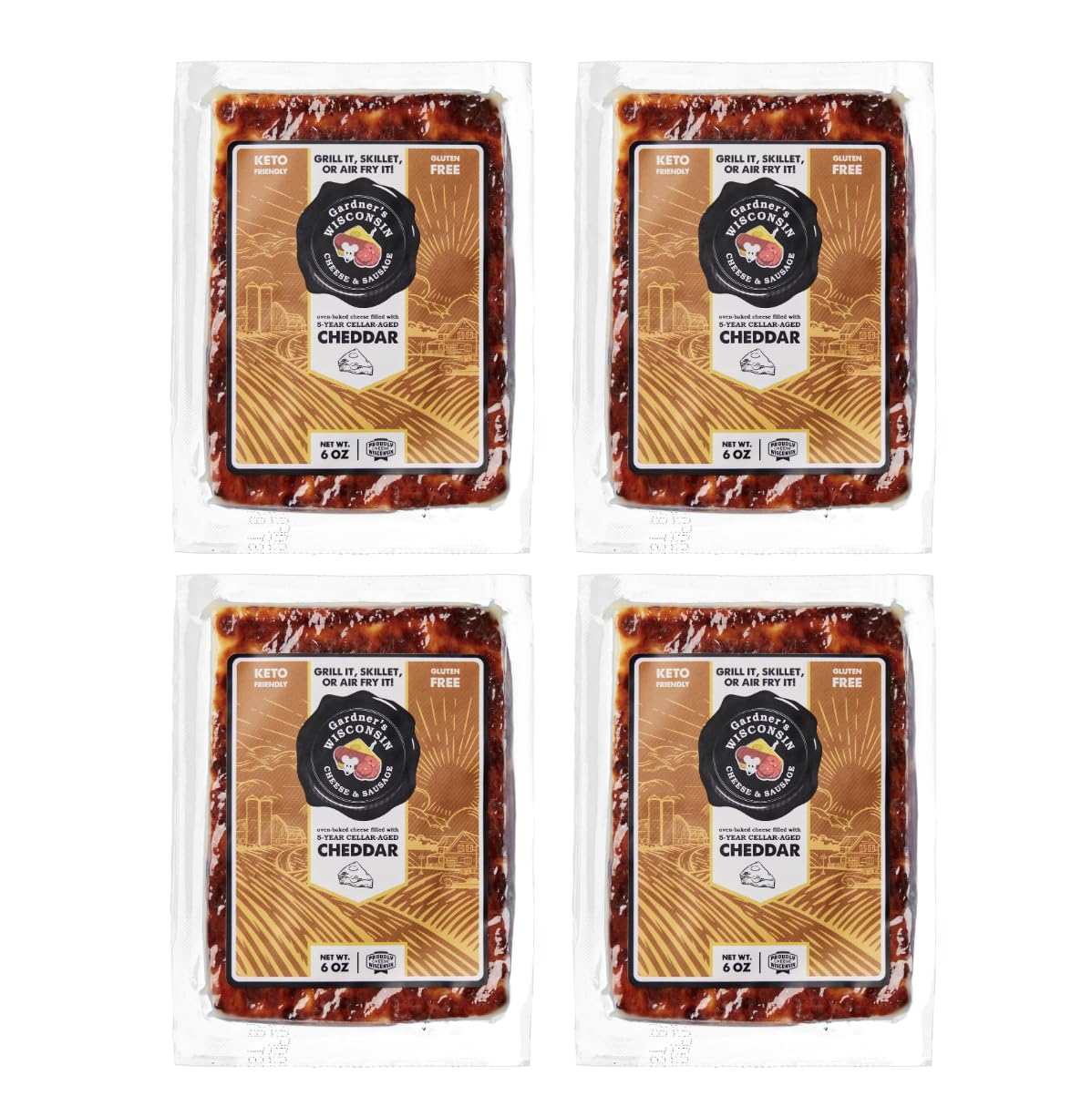 Gardner s Wisconsin Cheese and Sausage, 4 Pack of Oven Baked Cheese, Cheddar Flavor (6 Ounces Per Block) - Artisan Cheese Made 