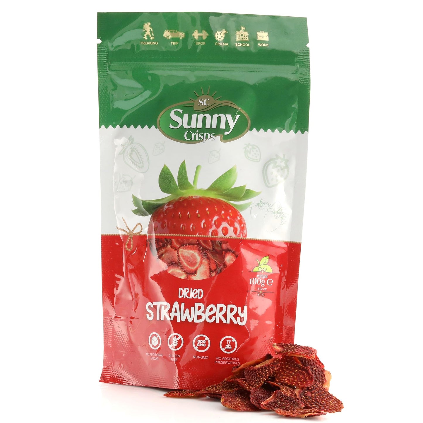 SUNNY CRISPS Dried Strawberries 3.52 Oz - Dry Strawberries No Sugar Added for Toddler Healthy Snacks - Gluten Free Dehydrated Fr