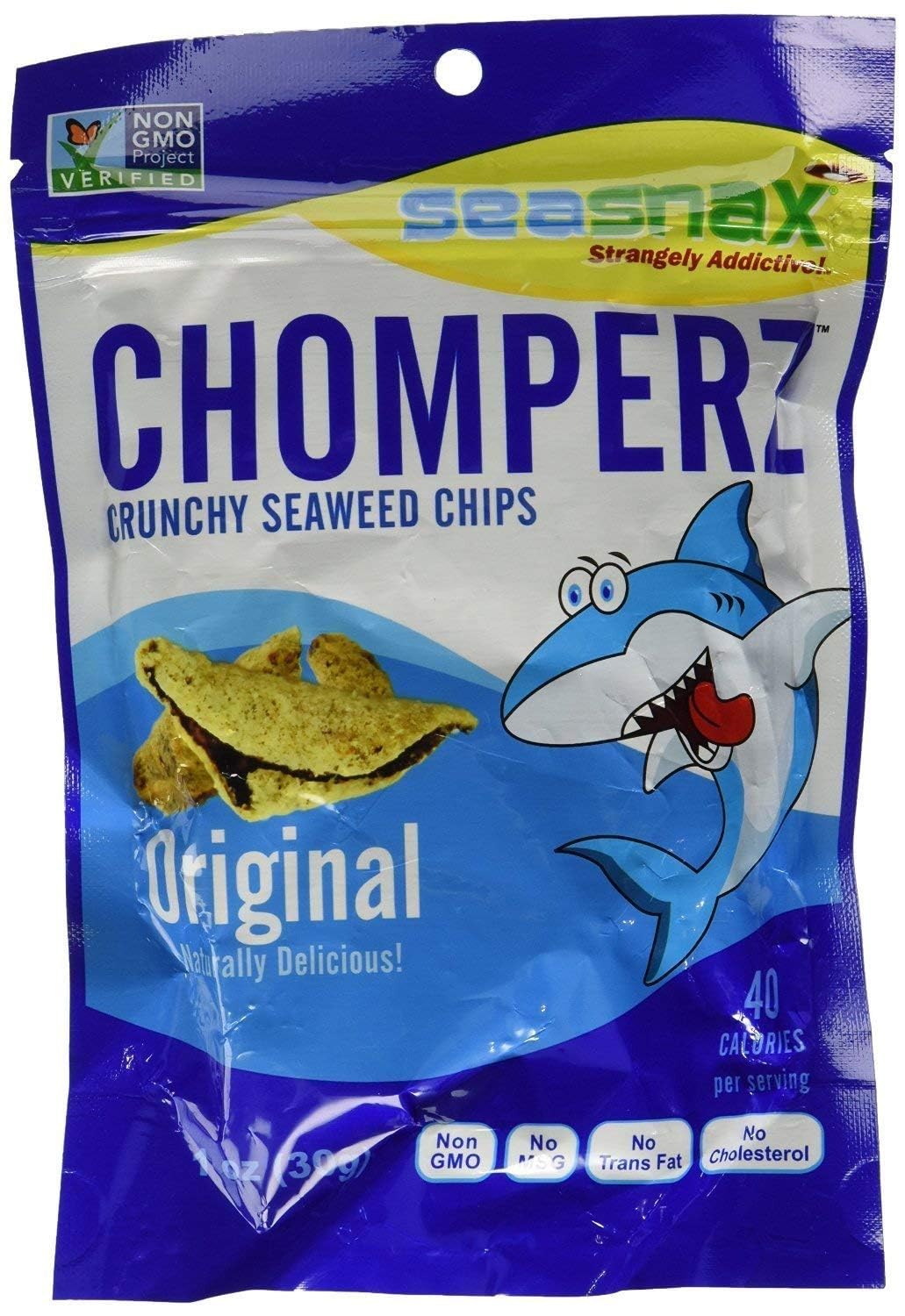 Seasnax Chomperz Crunchy Original Seaweed Chips, 1 Ounce -- 8 Per Case.