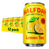 Halfday Prebiotic Lemon Iced Tea, 12 fl oz Cans, 12 Pack, Low Sugar, Gluten Free, Keto, Real Brewed Tea, Natural Caffeine