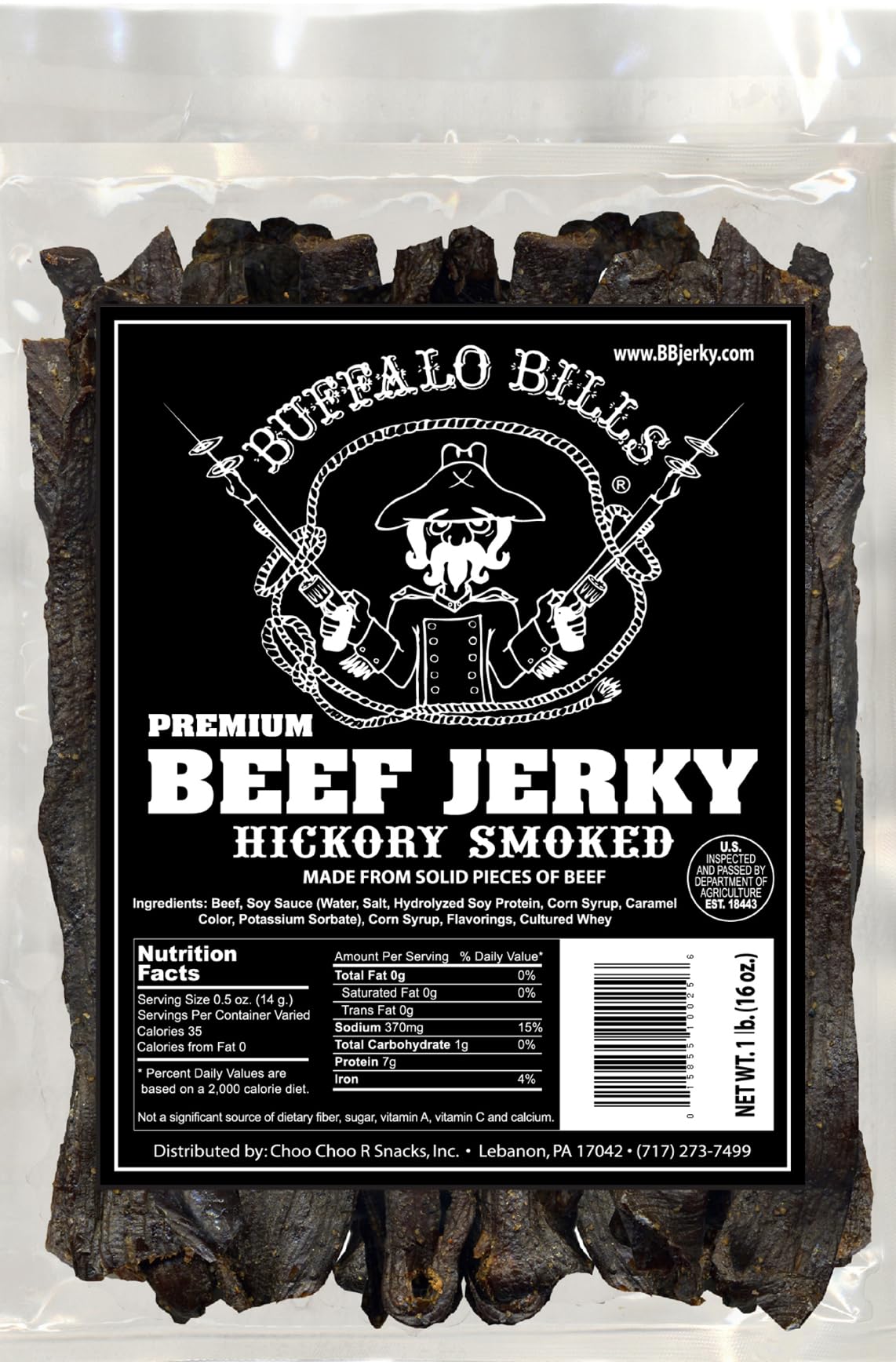 Buffalo Bills Hickory Smoked Beef Jerky Pieces - 16oz Pack, Premium Quality, Random Size