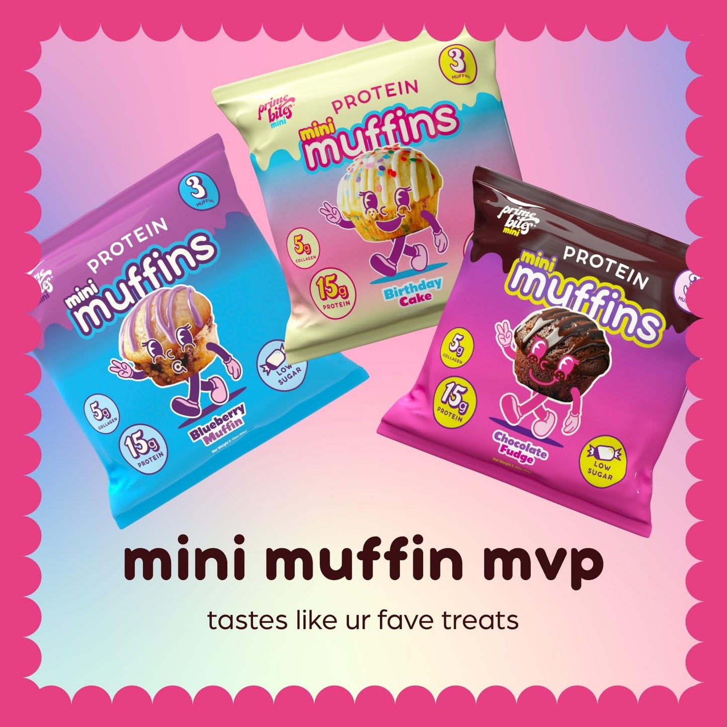 Prime Bites Minis | Protein Mini Muffins From Alpha Prime Supplements | High Protein, Collagen Fortified Low Sugar Treat | Delic