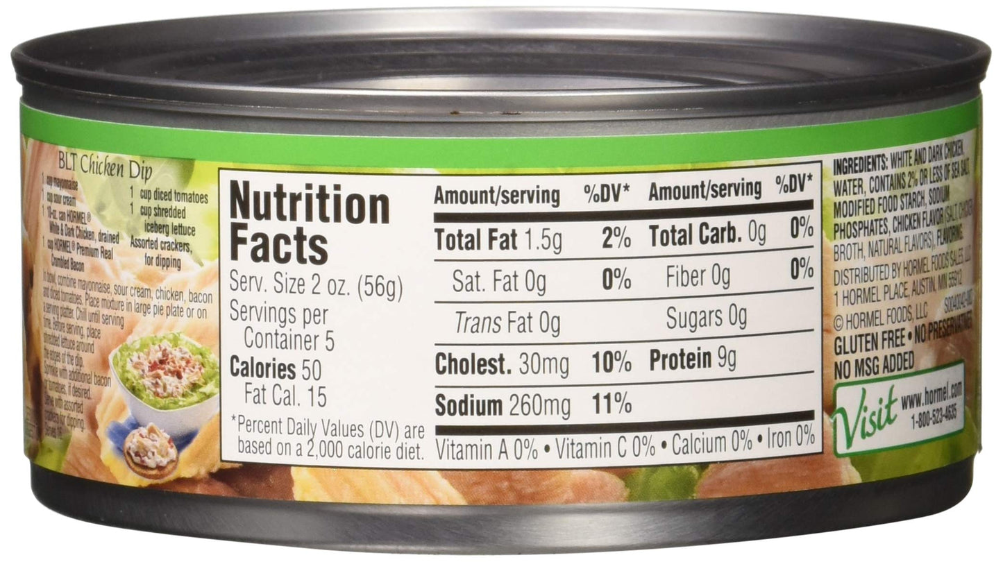 Hormel Chicken in Water, 95% Fat Free, 10 Ounce, Pack of 12