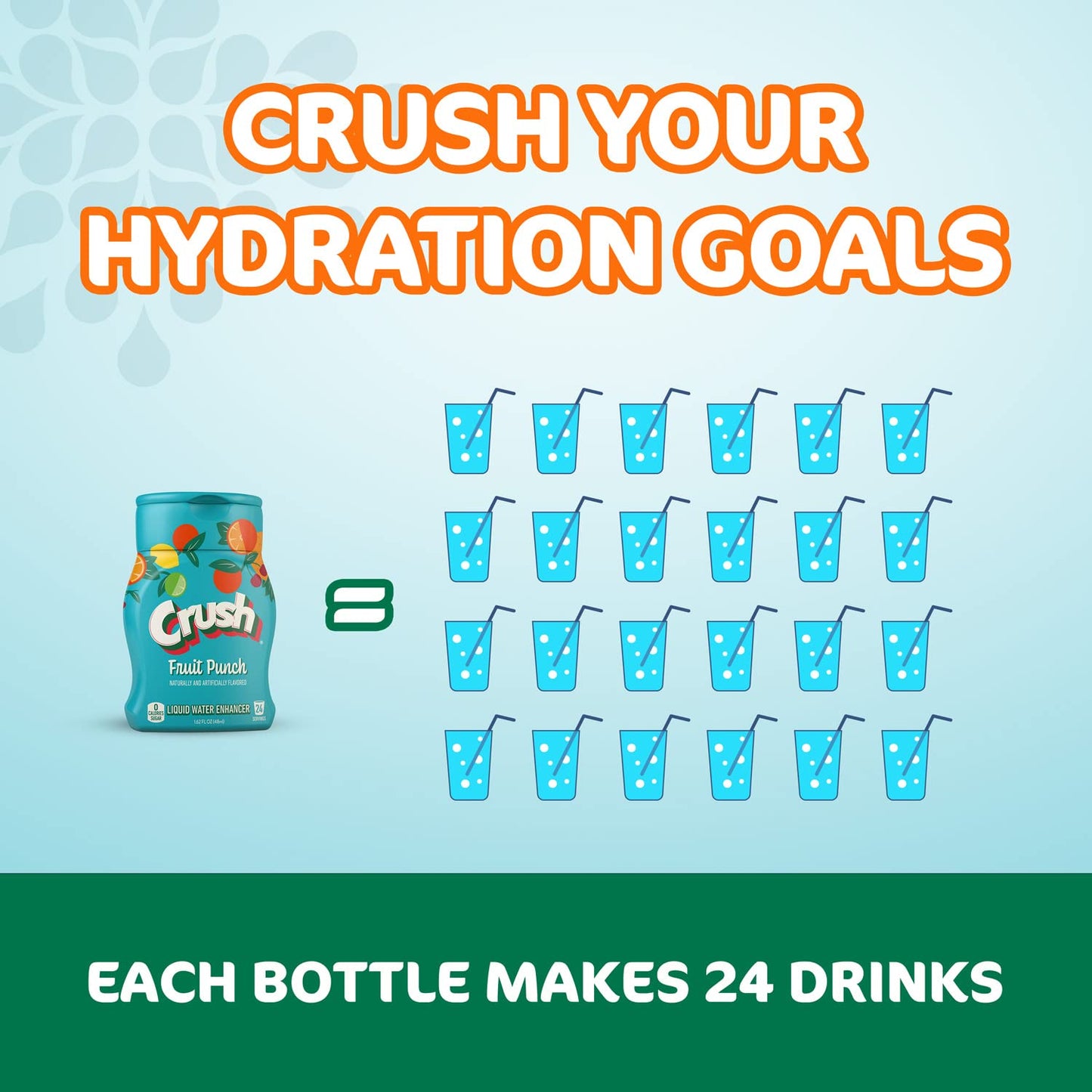 Crush Crush, Fruit Punch, Liquid Water Enhancer – New, Better Taste (4 Bottles, Makes 96 Flavored Water Drinks) 1.62 Fl Oz (Pack Of 1)