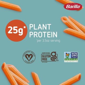 Barilla Red Lentil Penne Pasta, 8.8 oz (Pack of 10) - Gluten Free, Non GMO & Kosher - Plant Based Protein