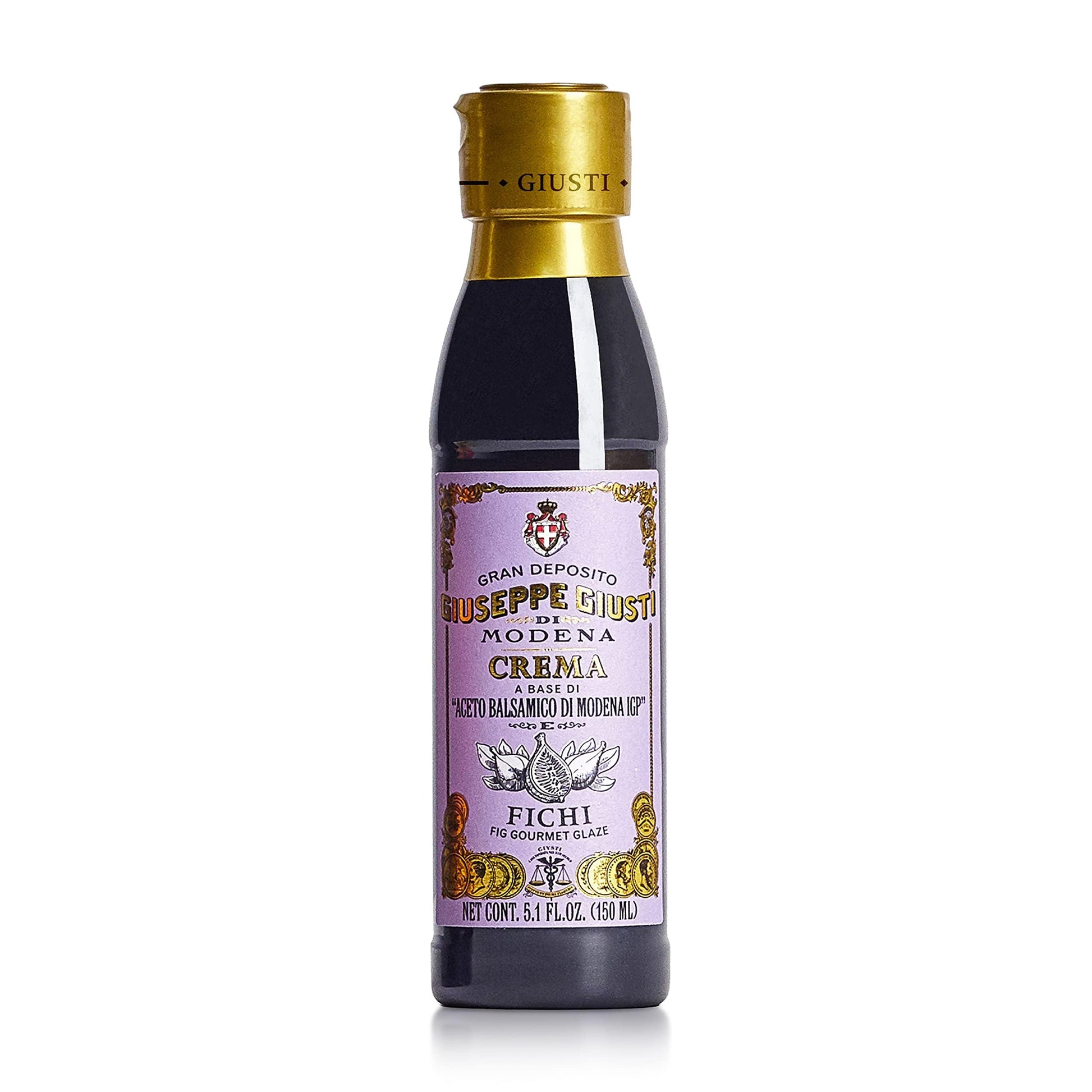 Giusti Fig Balsamic Vinegar Glaze Condiment, 5.07 Fl Oz, Rich & Tangy, Balsamic Vinegar of Modena Black