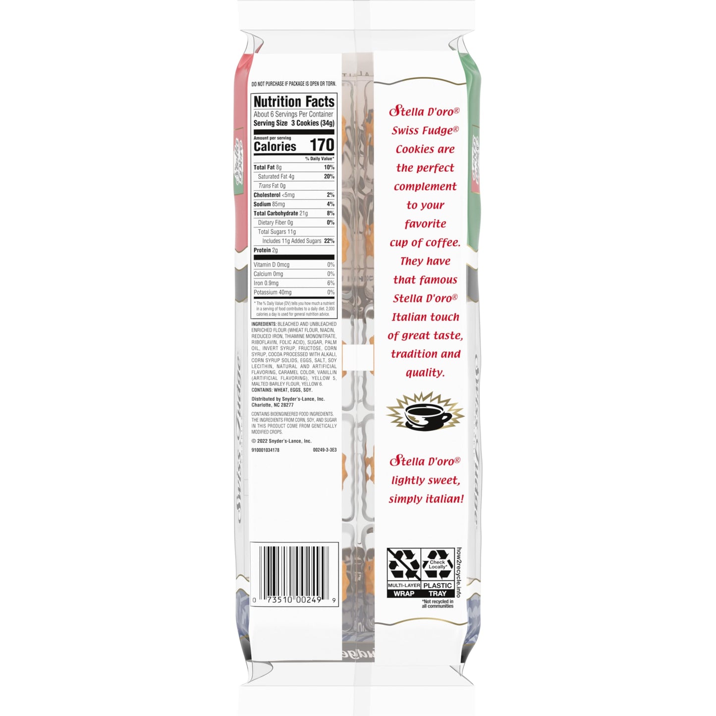 Stella Doro Cookies, Swiss Fudge, 8 Oz (Pack of 4)