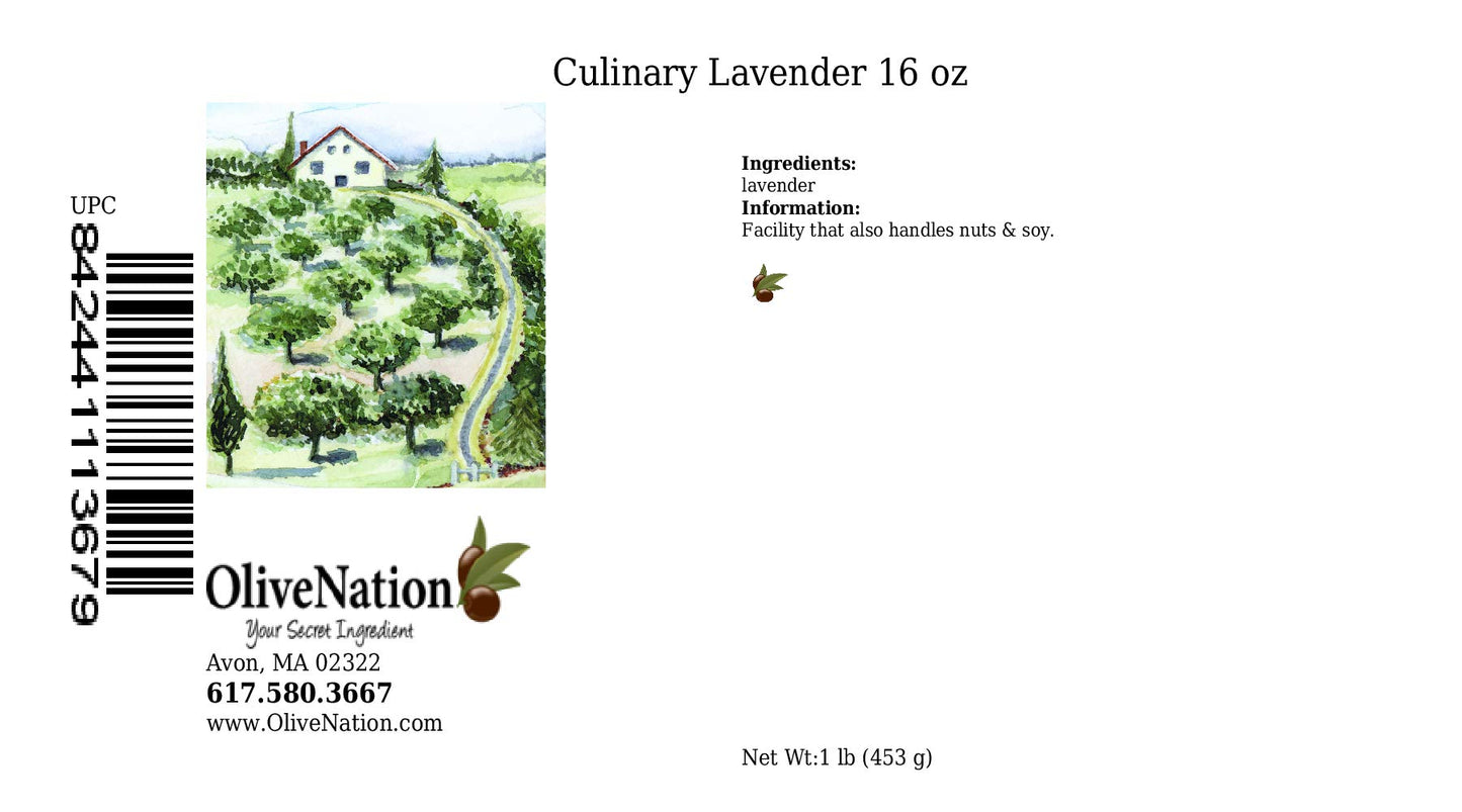 OliveNation Culinary Lavender - 16 oz. Dried Lavender Buds, 1 Pound, Culinary Herb for Baking and Cooking