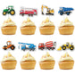 Wernnsai Construction Cupcake Topper - Construction Zone Birthday Party Supplies 40 Pcs Dump Truck Excavator Tractor Cake Food P