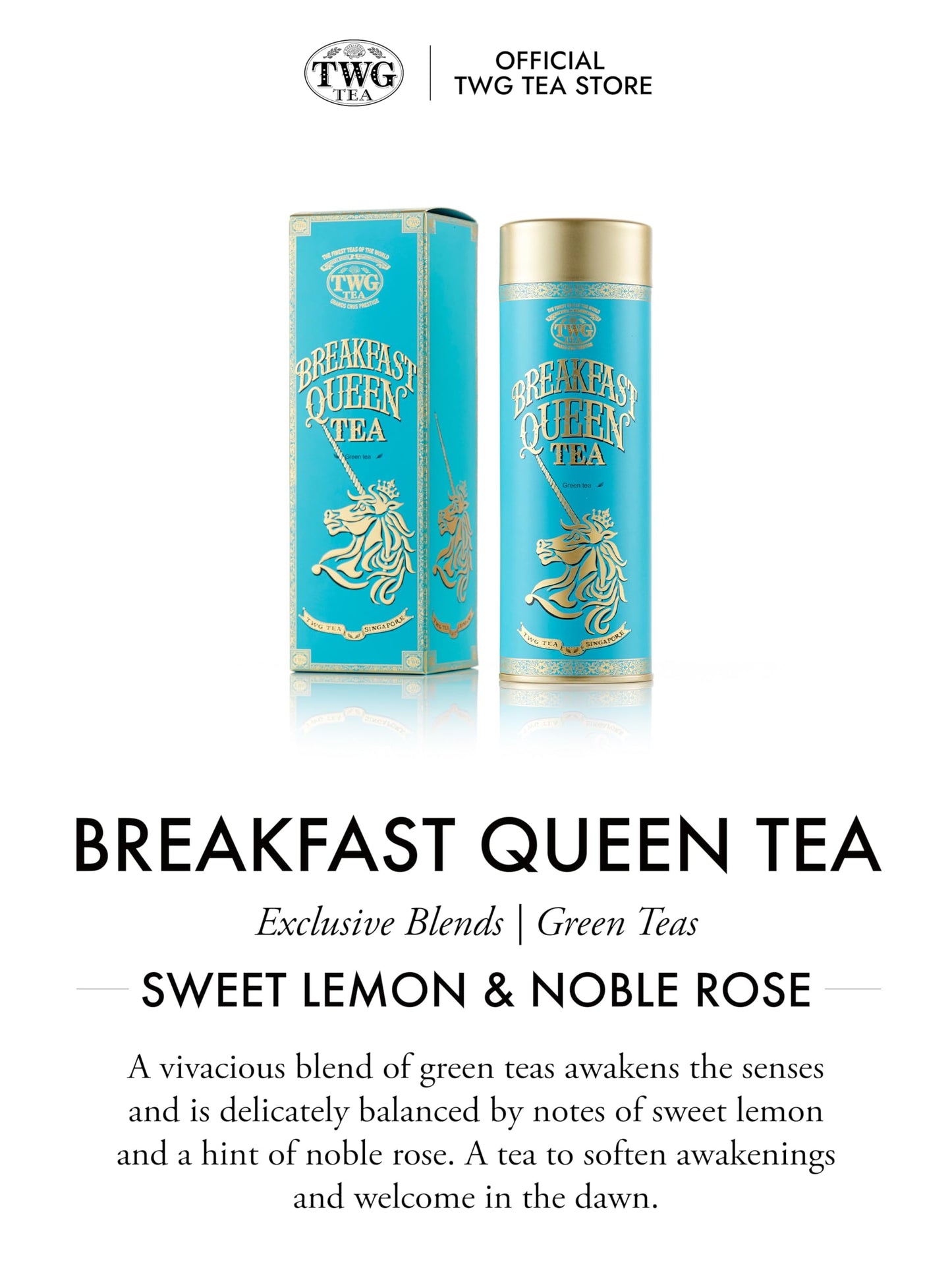 Twg Tea | Breakfast Queen Tea | Green Tea | Rose Petals | Haute Couture Tin, 100G | Gift Set