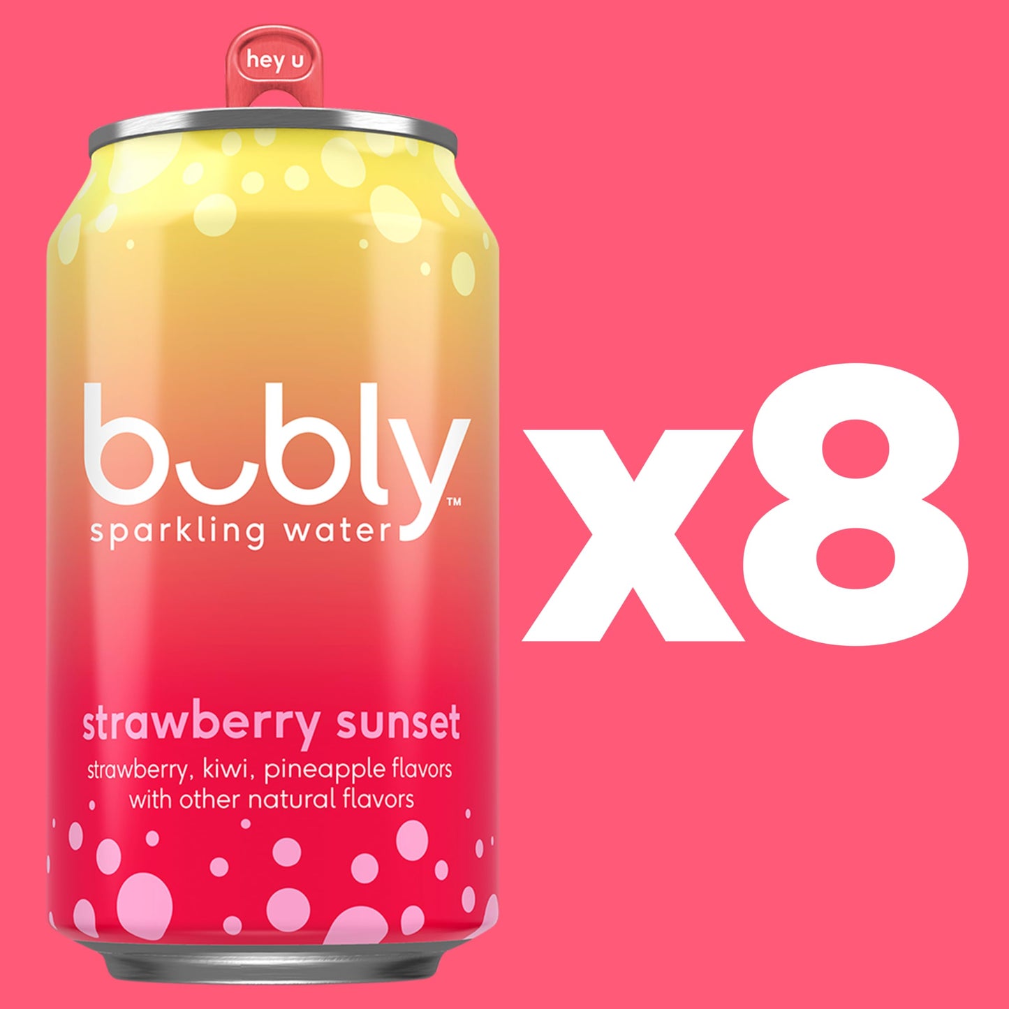 bubly Sparkling Water, Strawberry Sunset, Zero Sugar & Zero Calories, Seltzer Water, 12 Fl Oz Cans (Pack of 8)