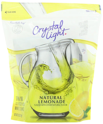 Crystal Light Sugar-Free Lemonade Naturally Flavored Powdered Drink Mix 16 Count Pitcher Packets