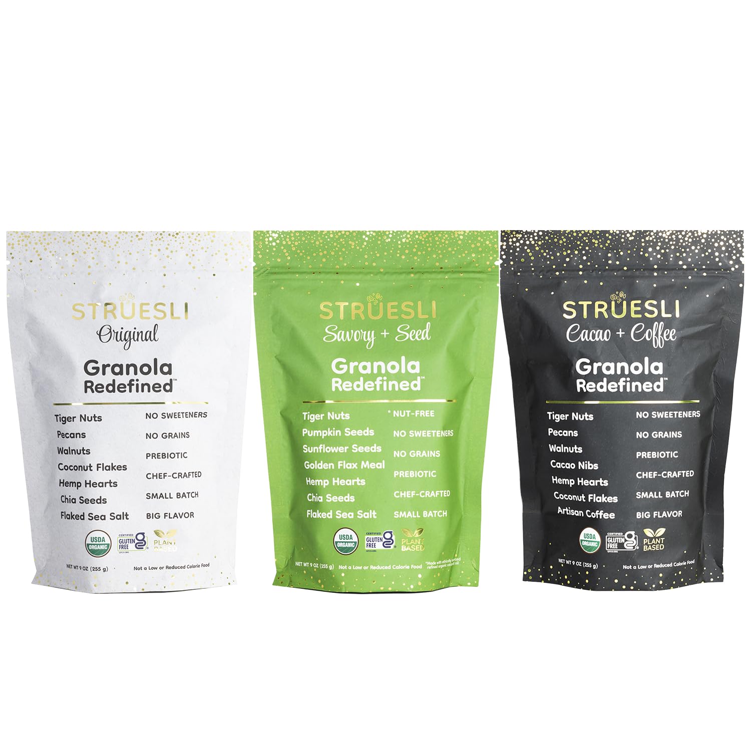 Struesli - Organic Granola Redefined | No Sweeteners | No Grains | Keto Friendly | Paleo Friendly (Variety)
