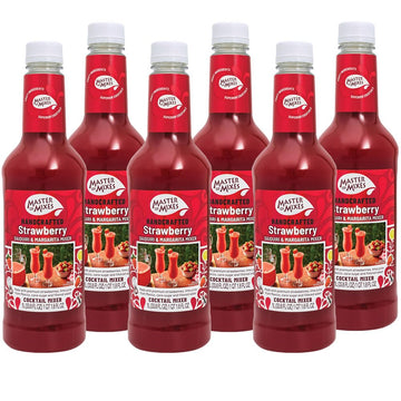 MASTER OF MIXES Strawberry Daiquiri / Margarita Drink Mix, Ready to Use, Pack of 6, 1 Liter Bottle (33.8 Fl Oz), Plastic