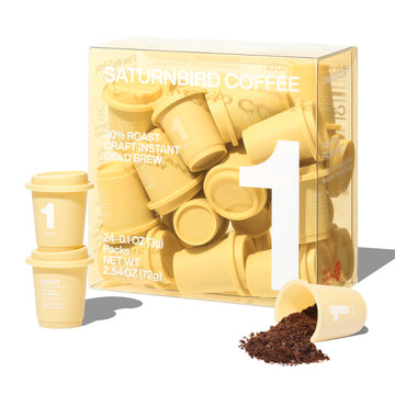 Saturnbird Coffee Instant Cold Brew, Light Roast (No.1), 100% Arabica Coffee Powder, Enjoy Cold/Hot, 24 Single Serves Perfect Fo